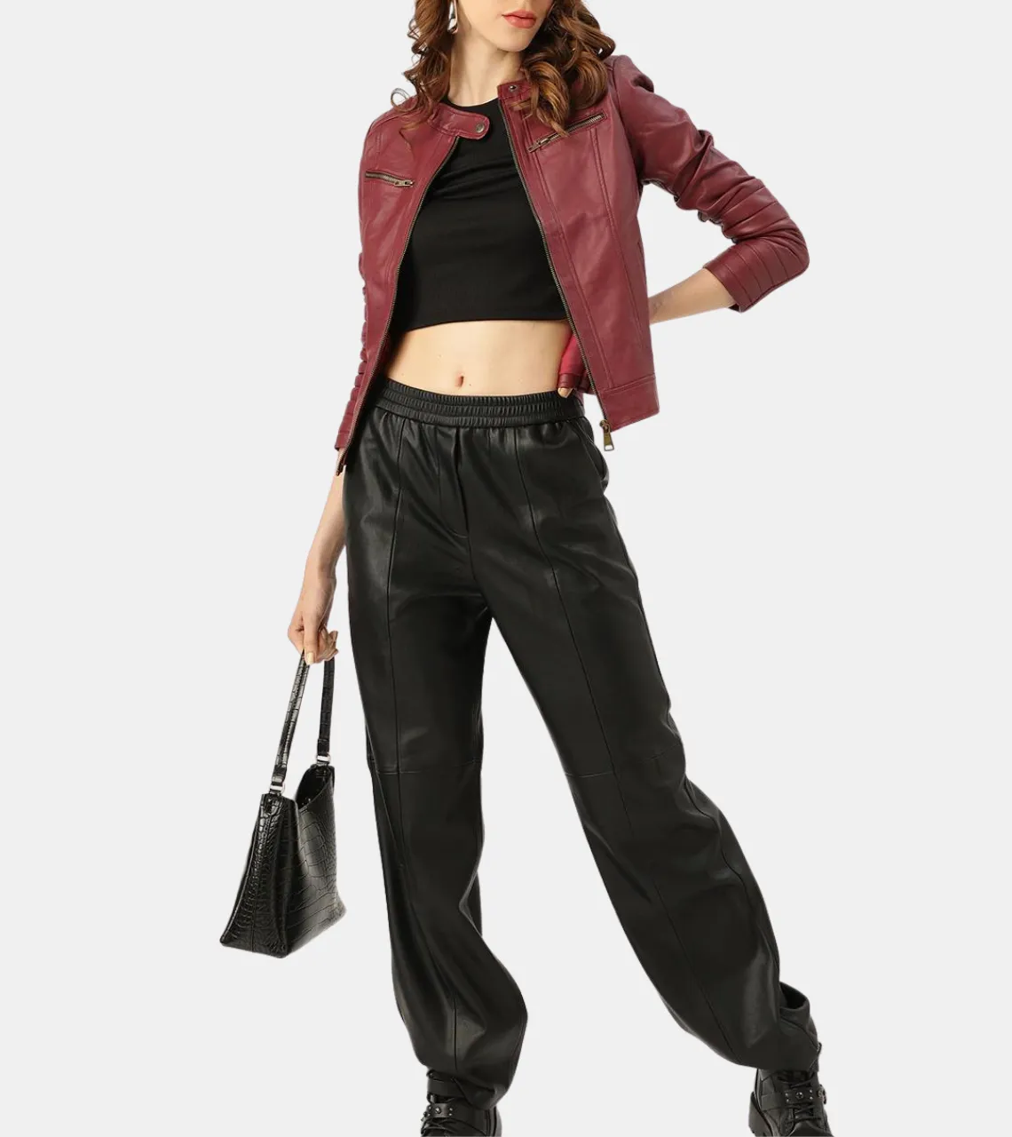 Aubrielle Women's Cherry Leather Jacket