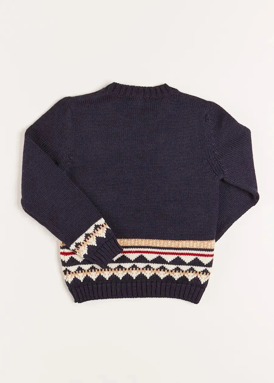 Bear Intarsia Jumper in Navy (4-10yrs)