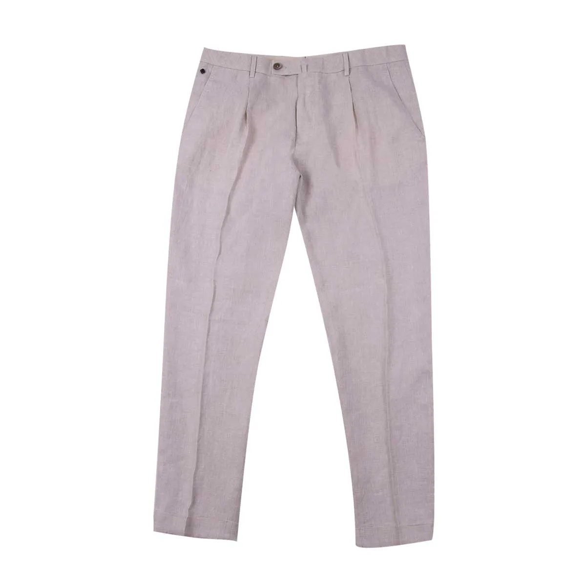 Beige Linen Regular Fit Trousers