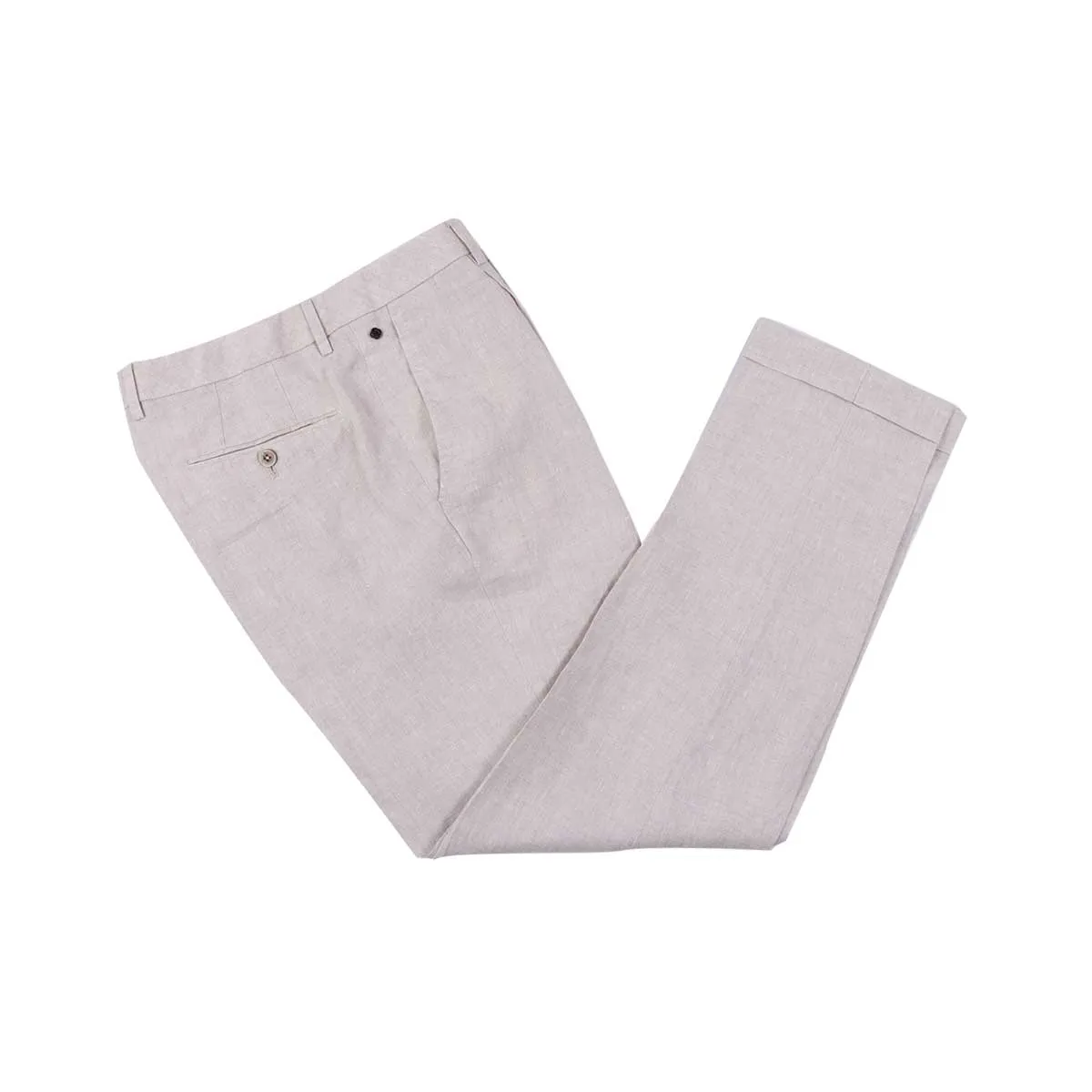 Beige Linen Regular Fit Trousers