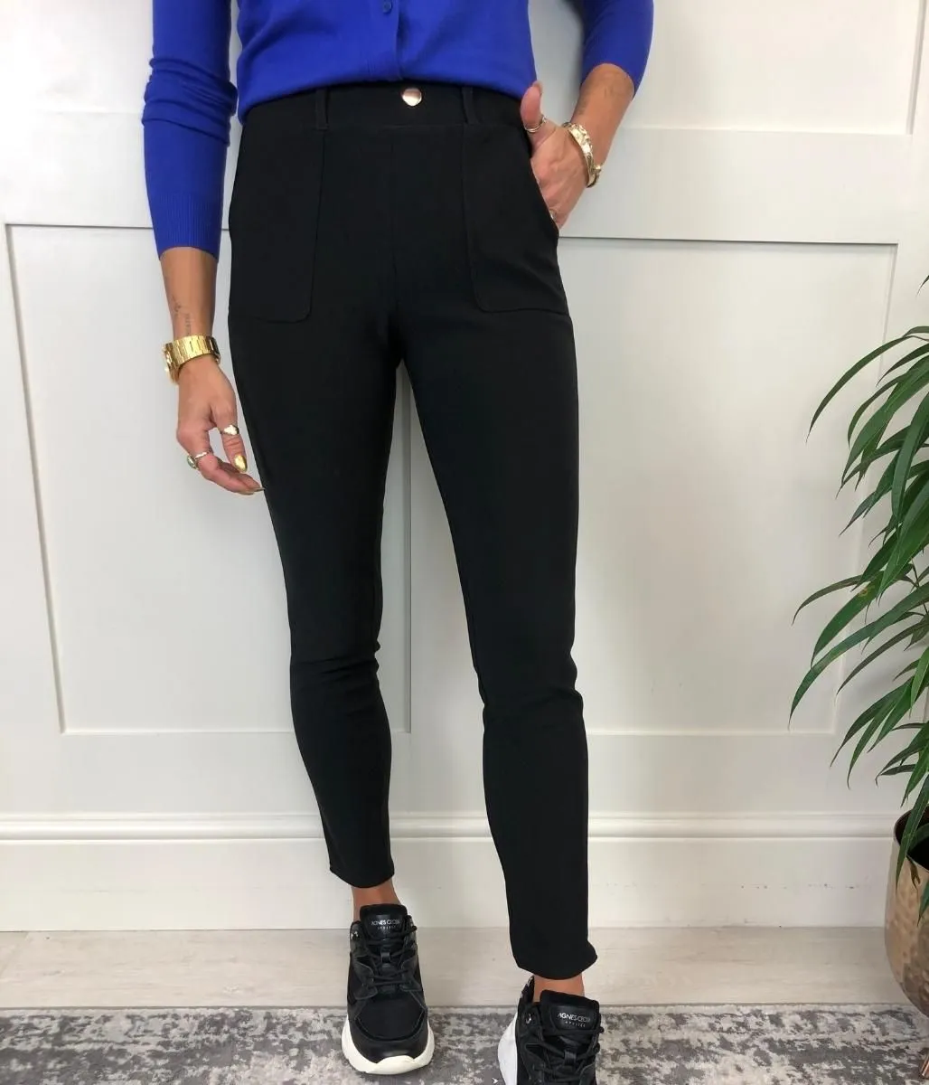 Black Ponte Stretch Trousers 8 10