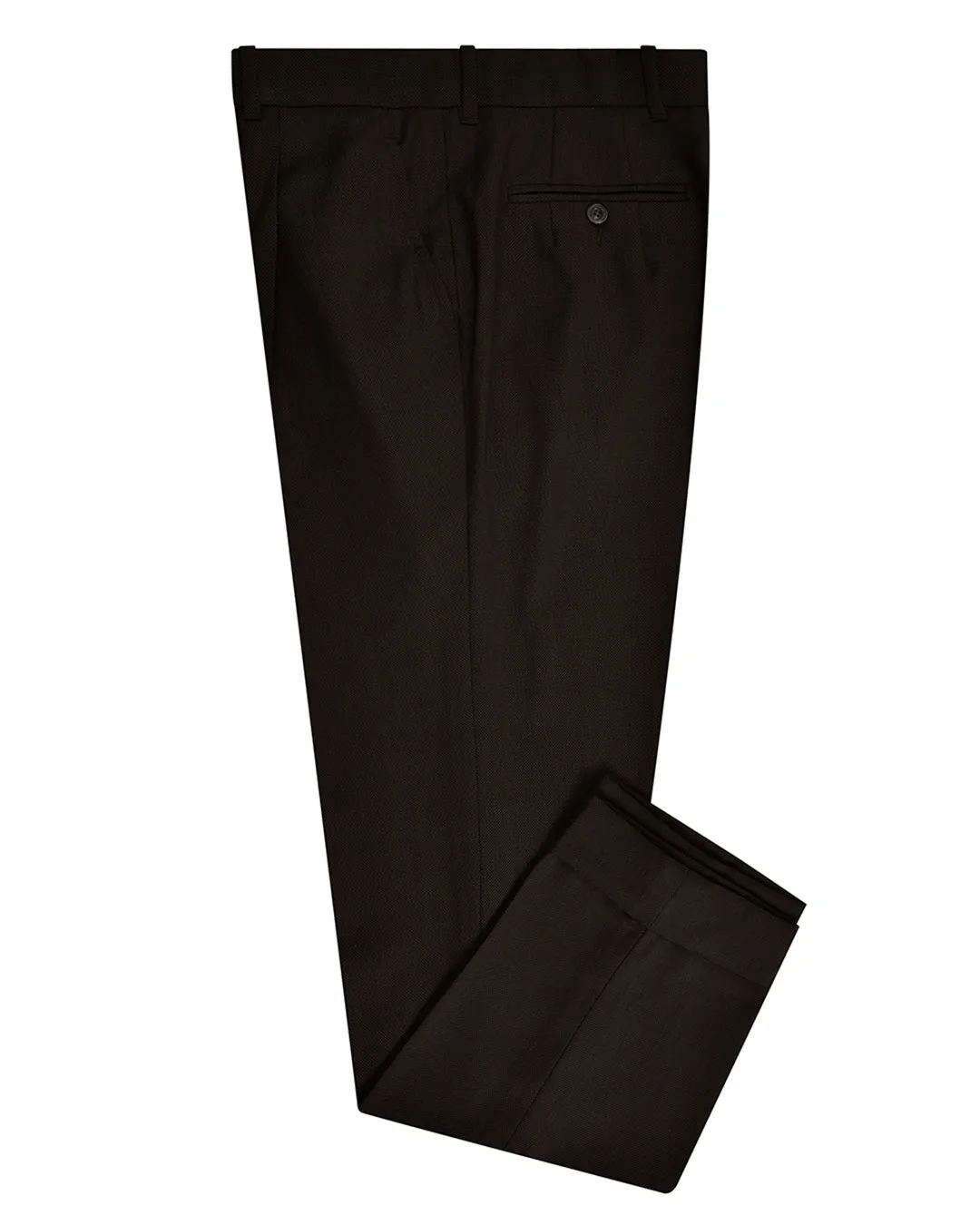 Brown Wool Birdseye Dress Pant