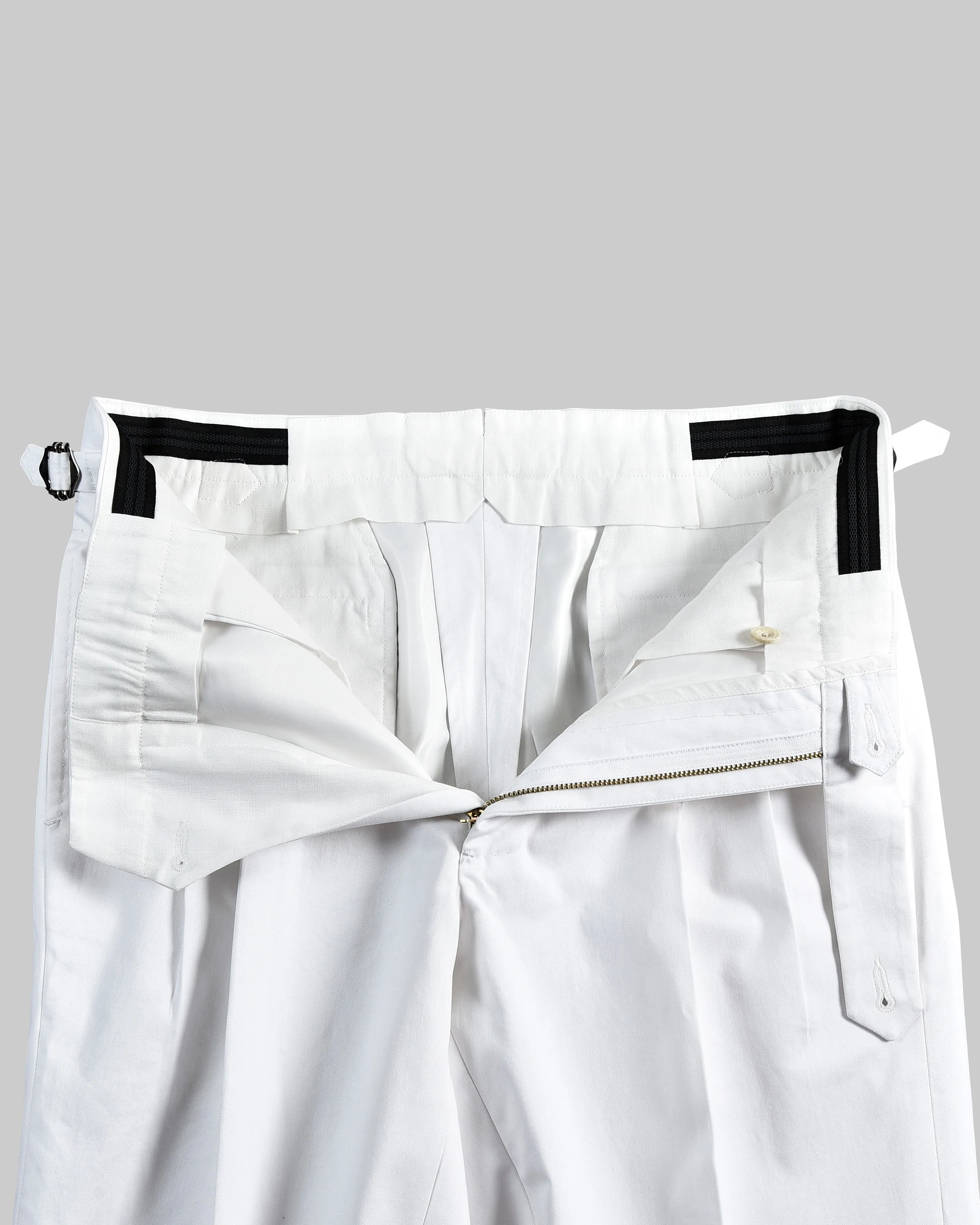 Cotton: White Summer Twill Dress Pant