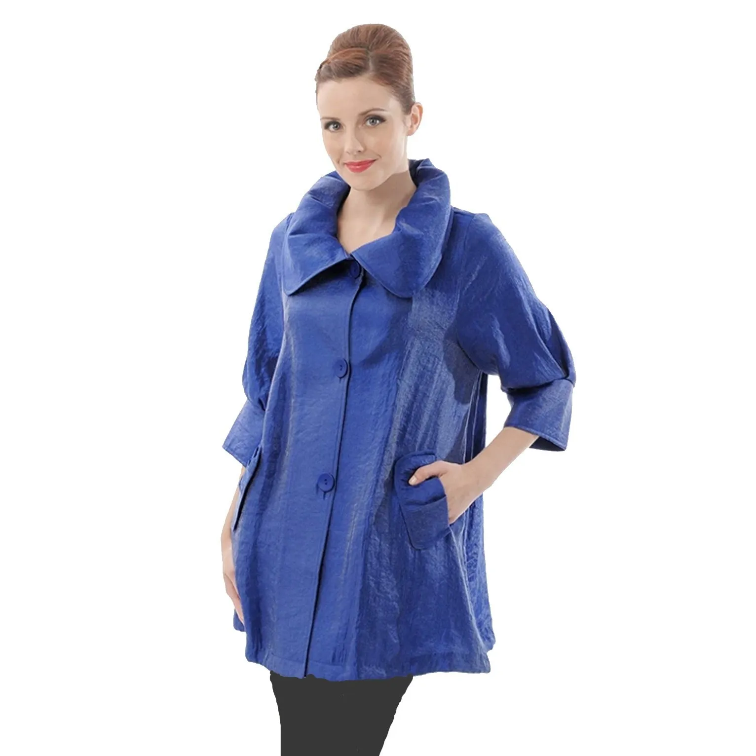 Damee NYC  Shimmery Signature Swing Jacket in Royal Blue - 200-RB