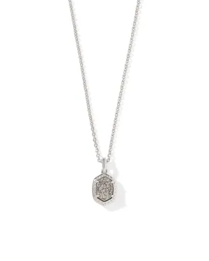 Daphne Framed Pendant Necklace in Rhodium Platinum Drusy