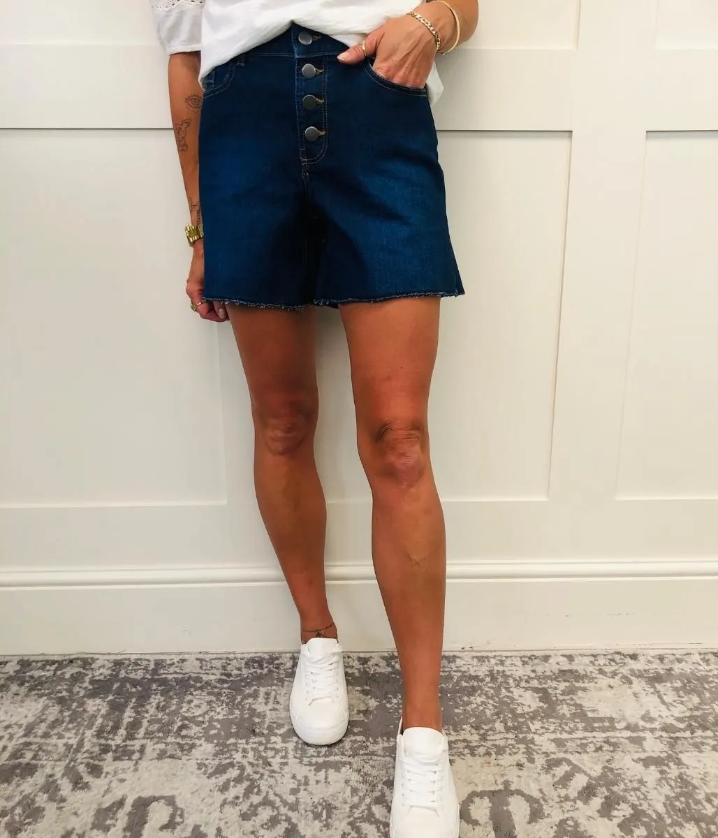 Denim Button Front Shorts