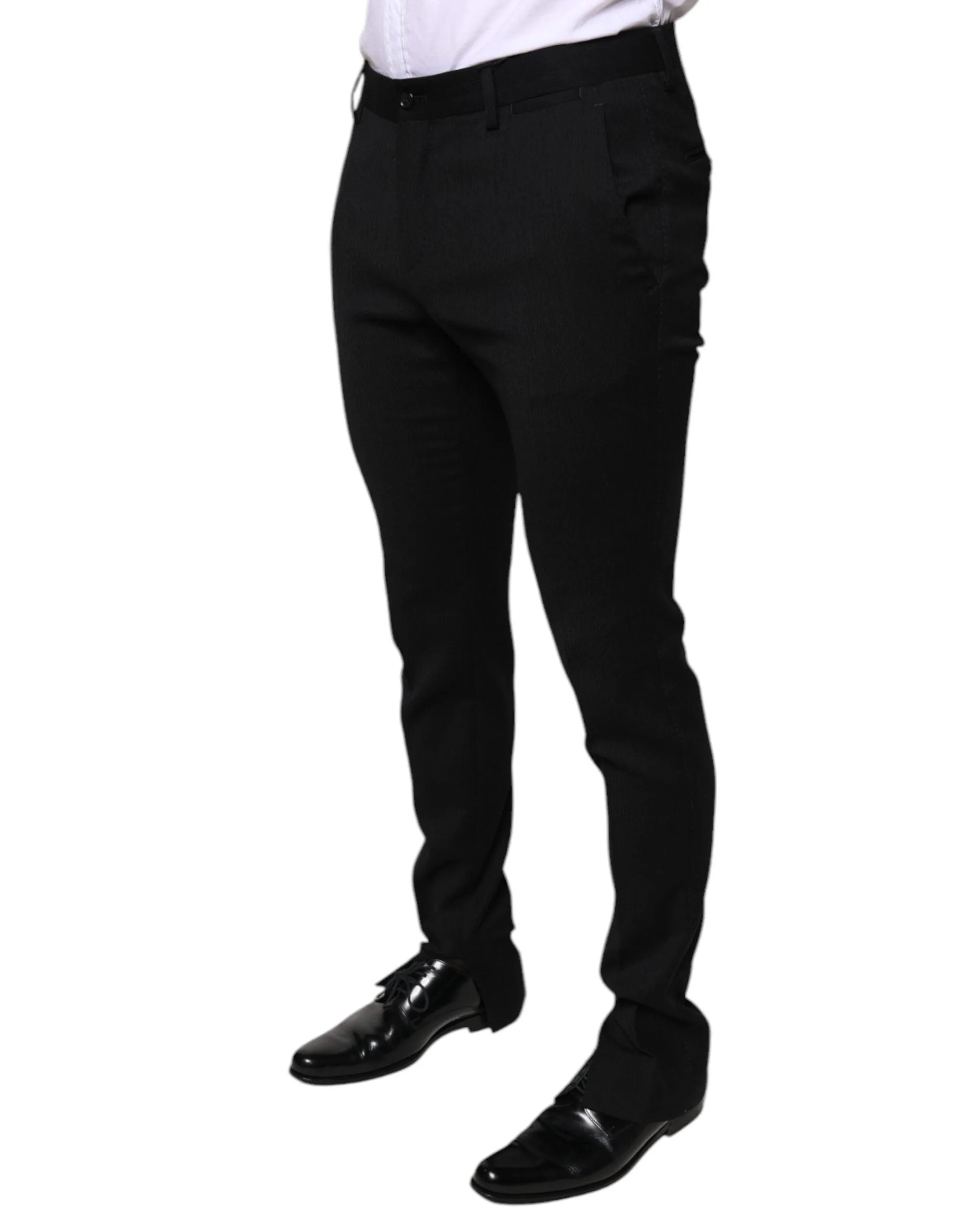 Dolce & Gabbana Black Wool Skinny Formal Dress Pants