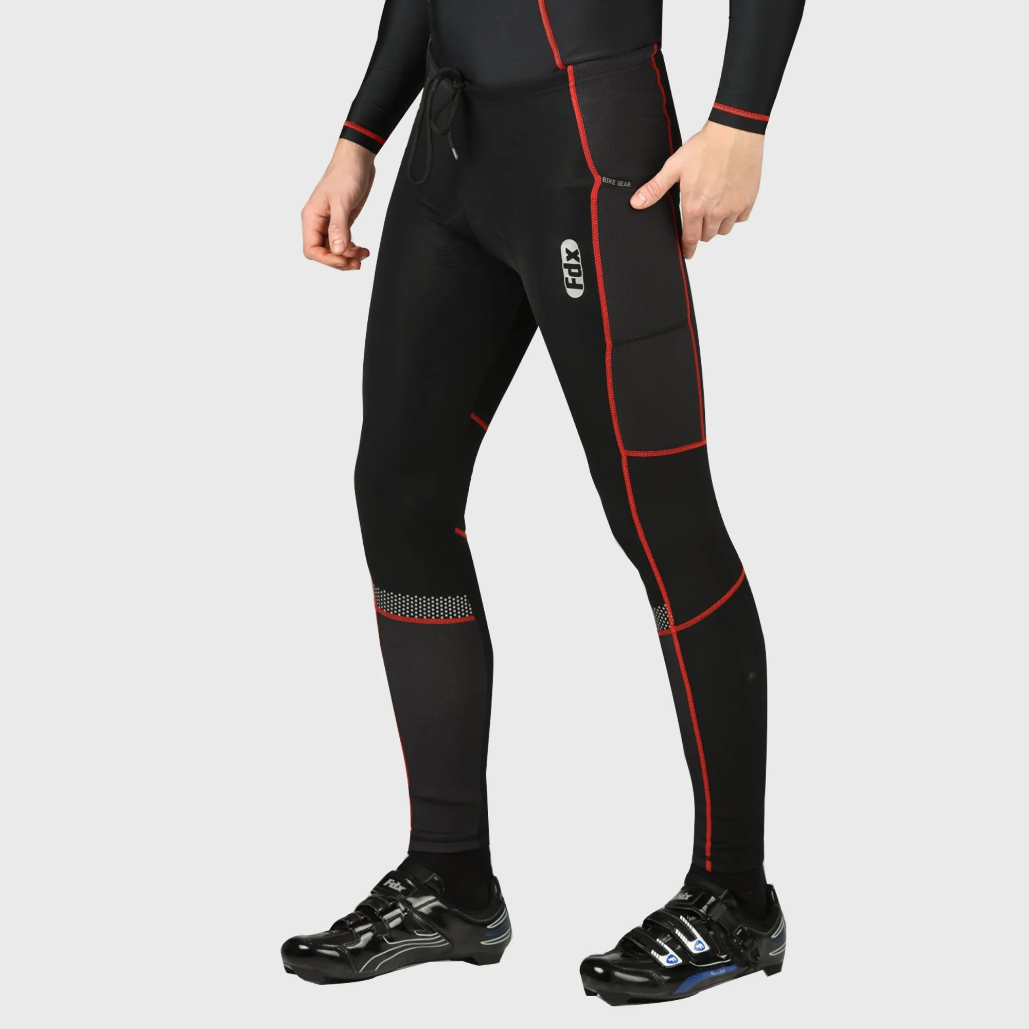 Fdx All Day Men's & Boy's Red Thermal Padded Cycling Tights