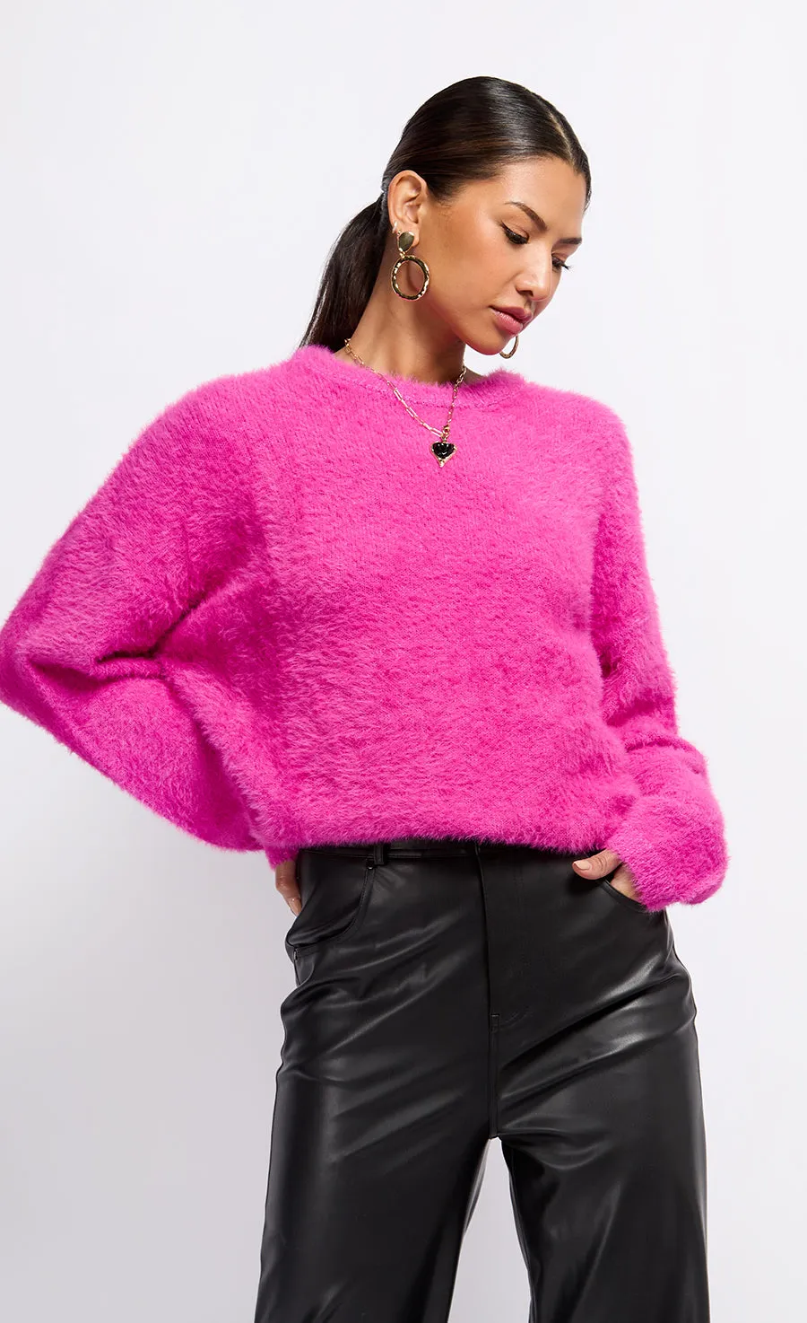 Fuchsia Pink Knit Jumper by Vogue Williams