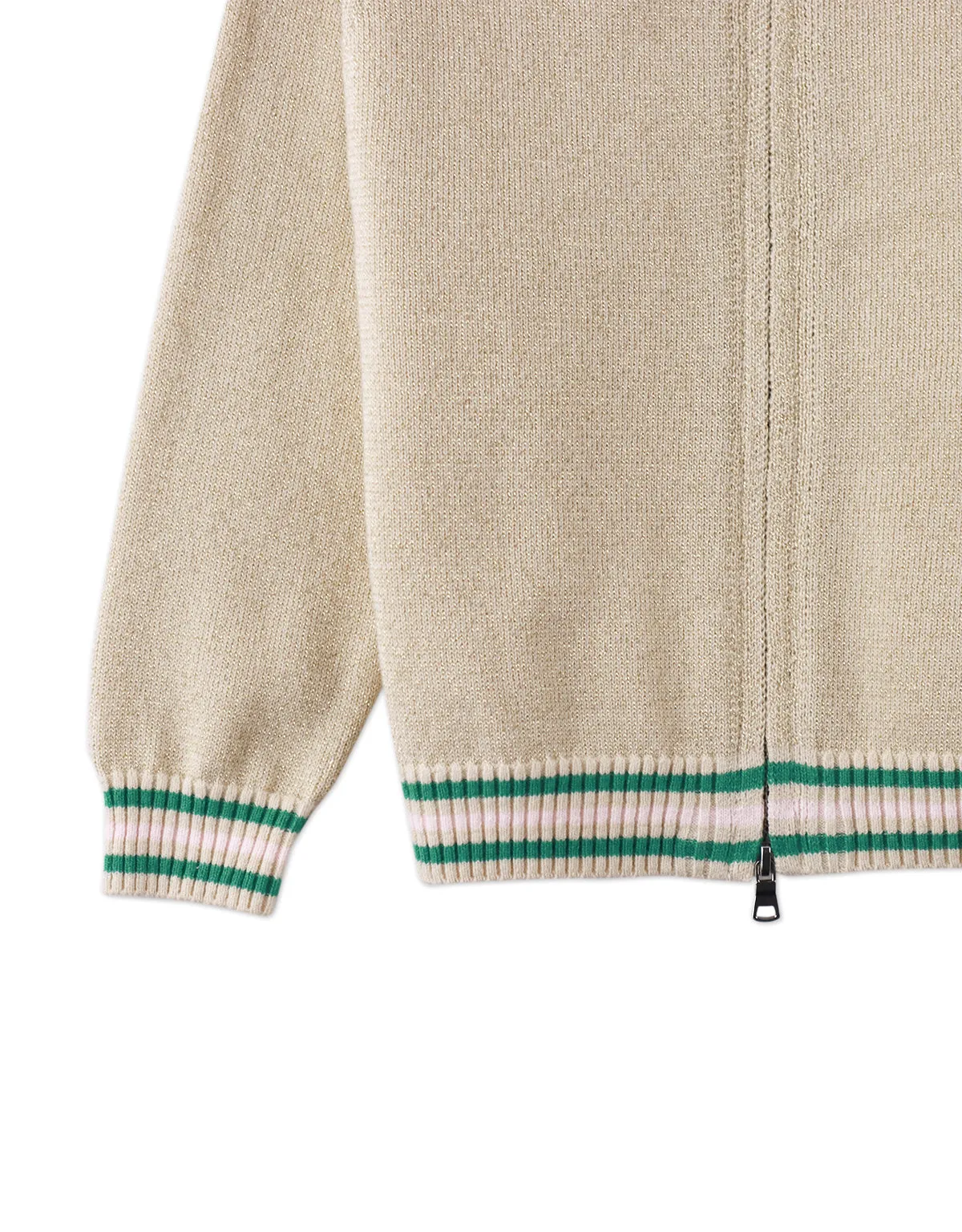 GIRLS ZELDA  KNIT JACKET SHIMMERY WITH STRIPEY RIBBING