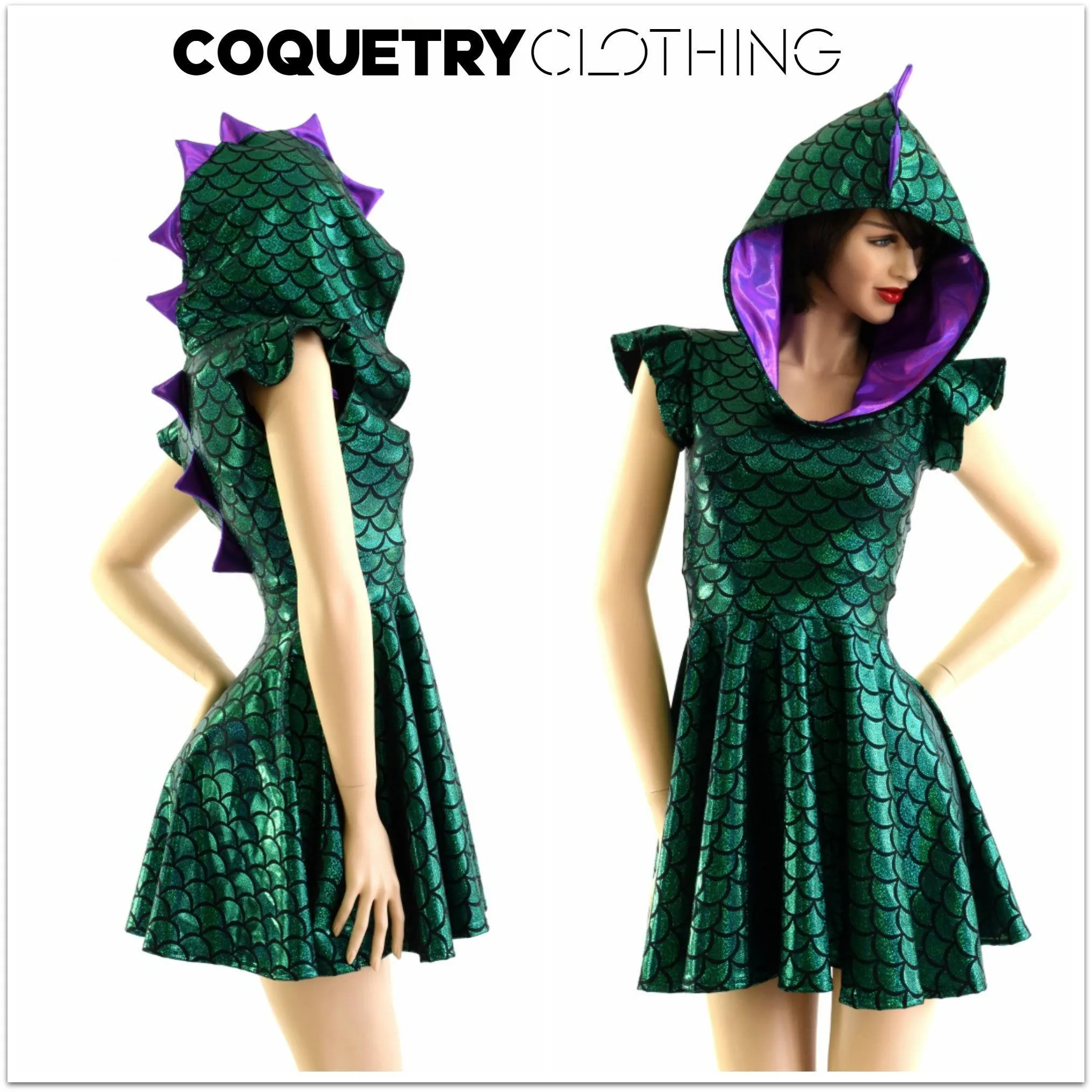 Green Dragon Hoodie Skater Dress