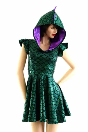 Green Dragon Hoodie Skater Dress