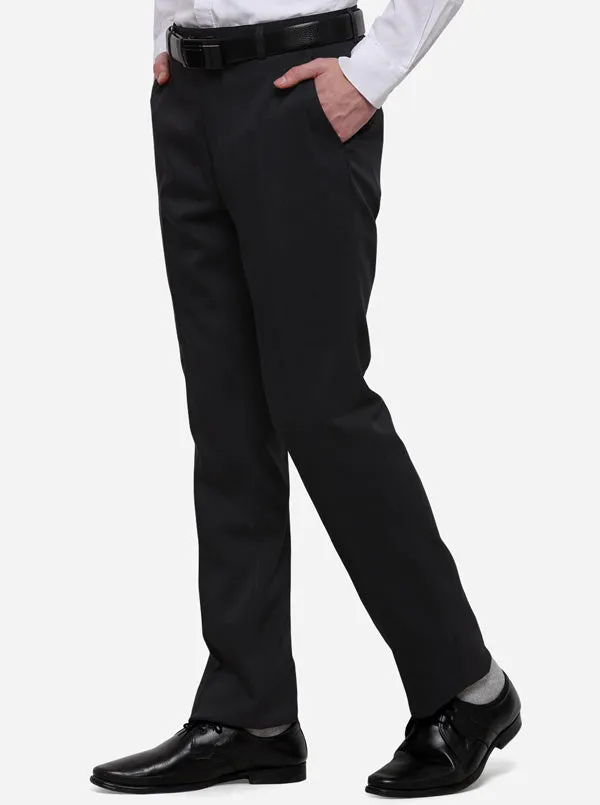 Grey Solid Classic Fit Formal Trouser | JadeBlue