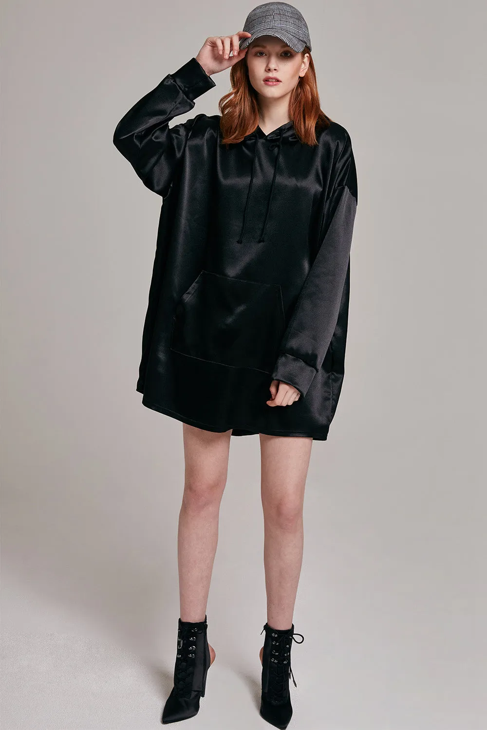 Heather Shimmery Pocket Hoodie Dress