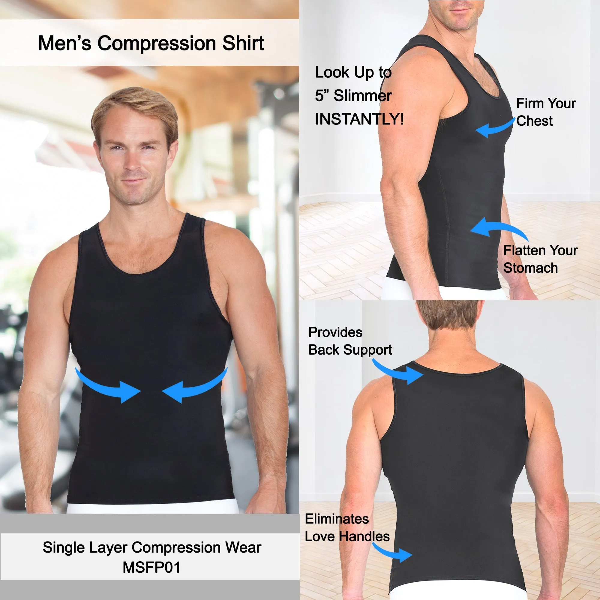 Insta Slim Sleeveless Compression Muscle Tank Panel Belt ISMSFP01