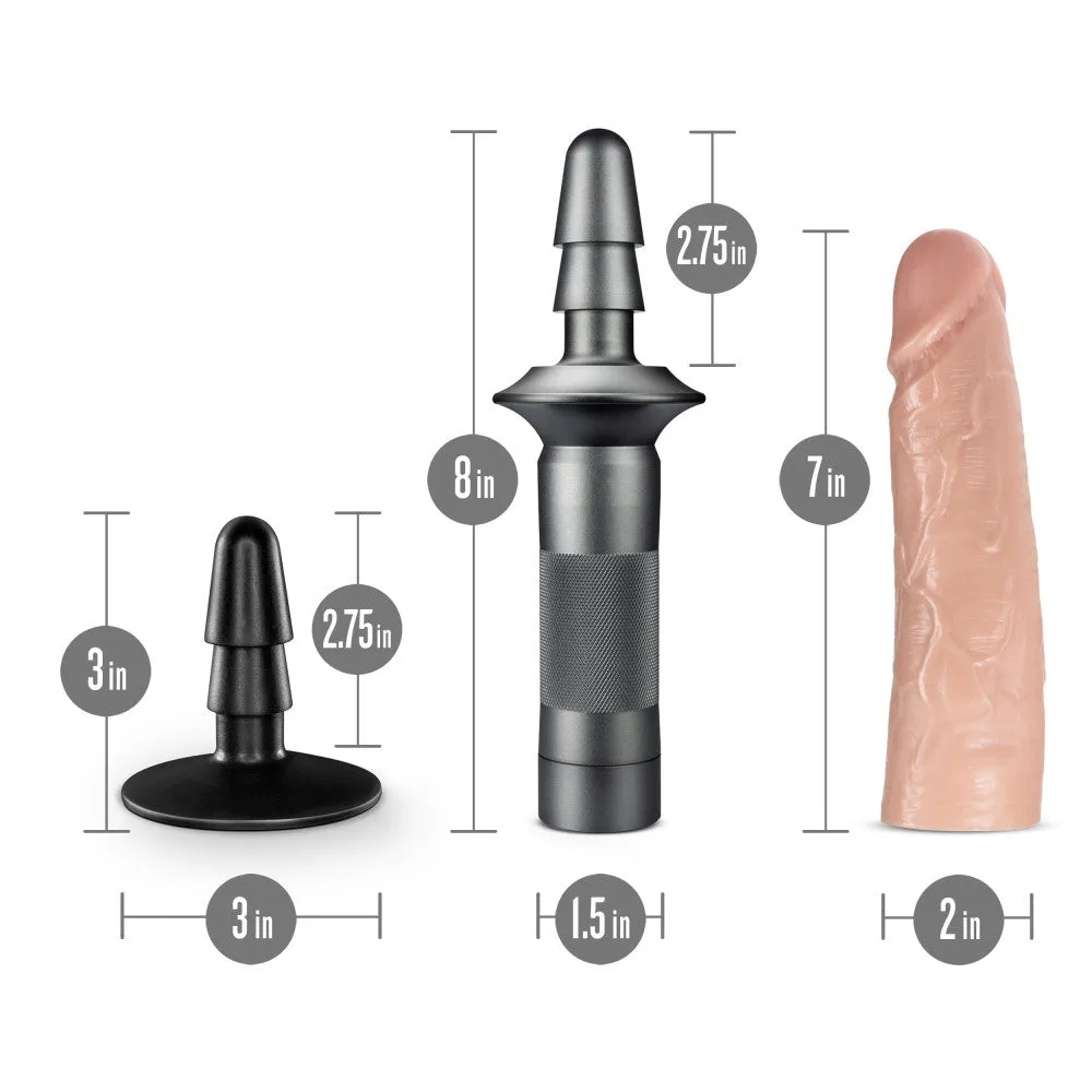 Lock On By Blush® | Karbonite Realistic Vanilla 7.75-Inch Long Dildo With Suction Cup Adapter & Handle