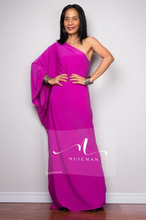 Magenta one shoulder dress