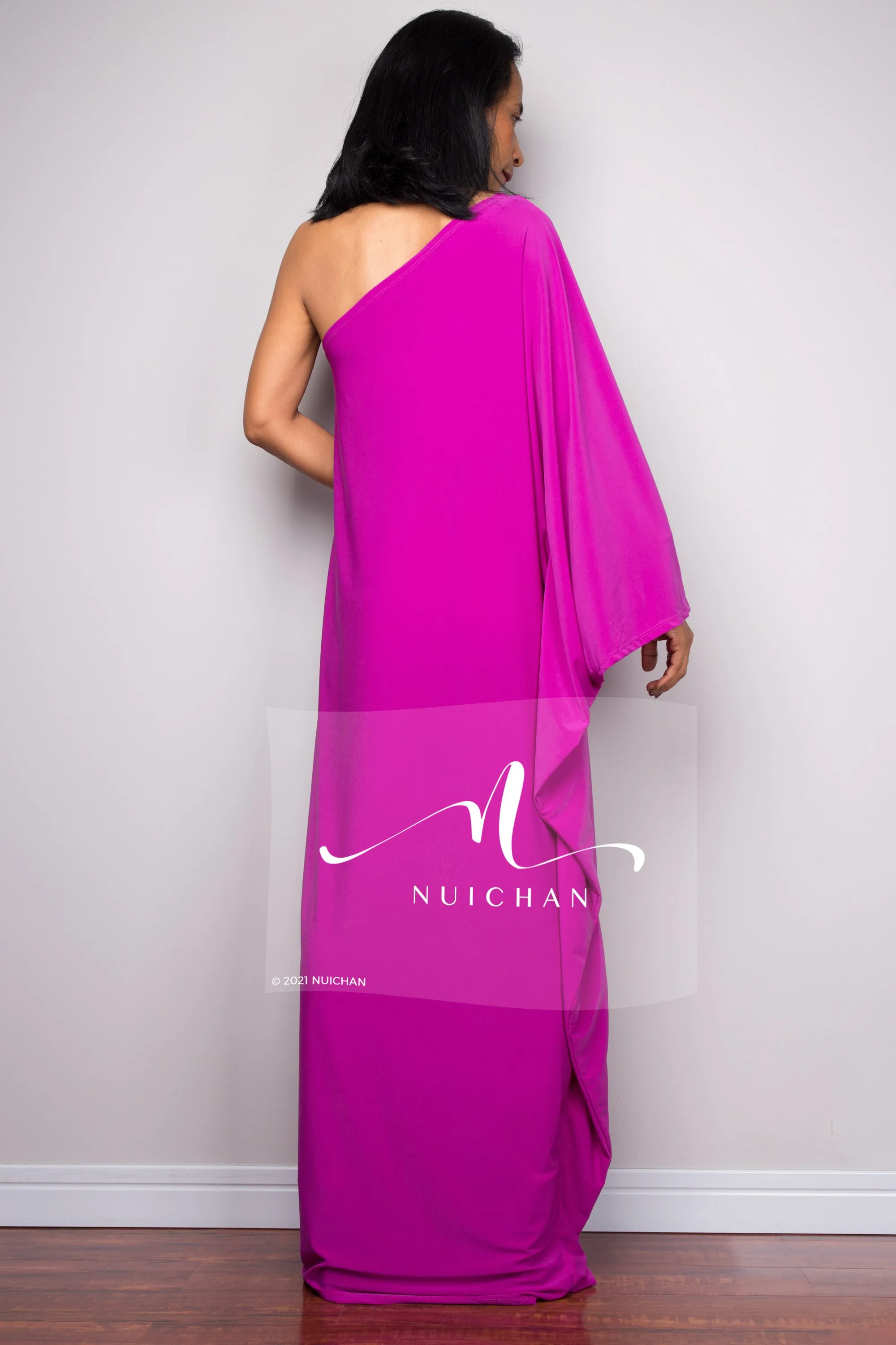 Magenta one shoulder dress