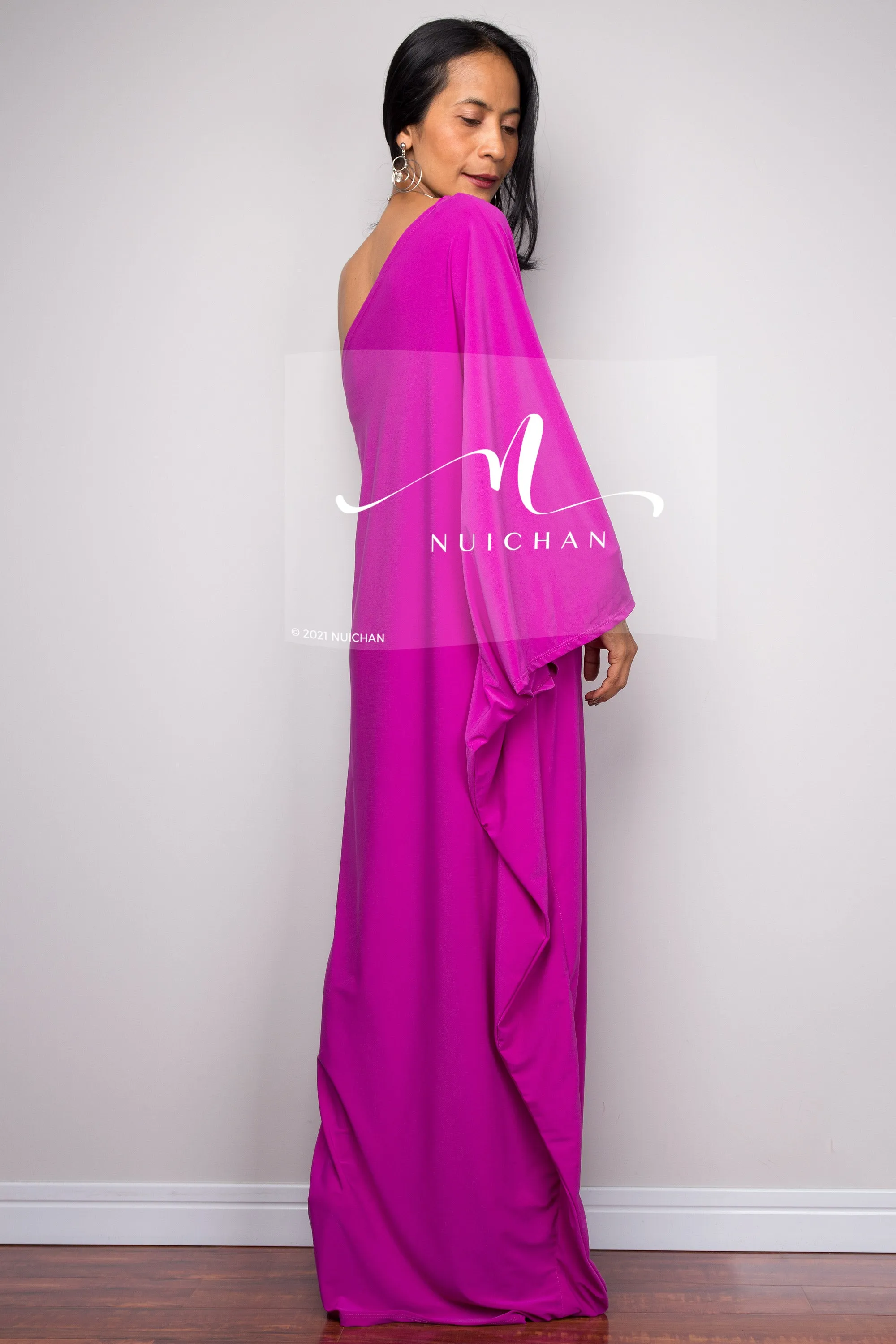 Magenta one shoulder dress