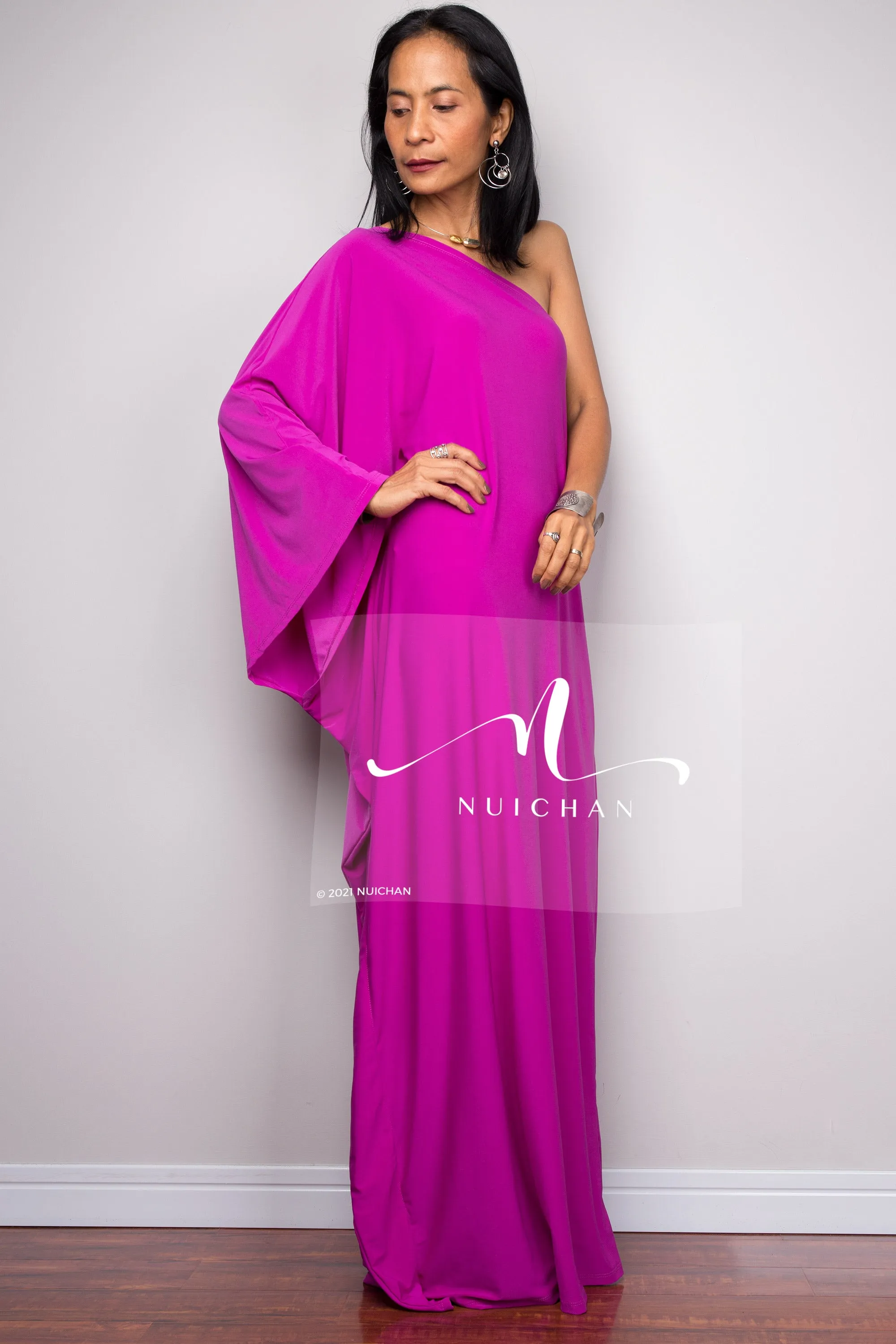 Magenta one shoulder dress