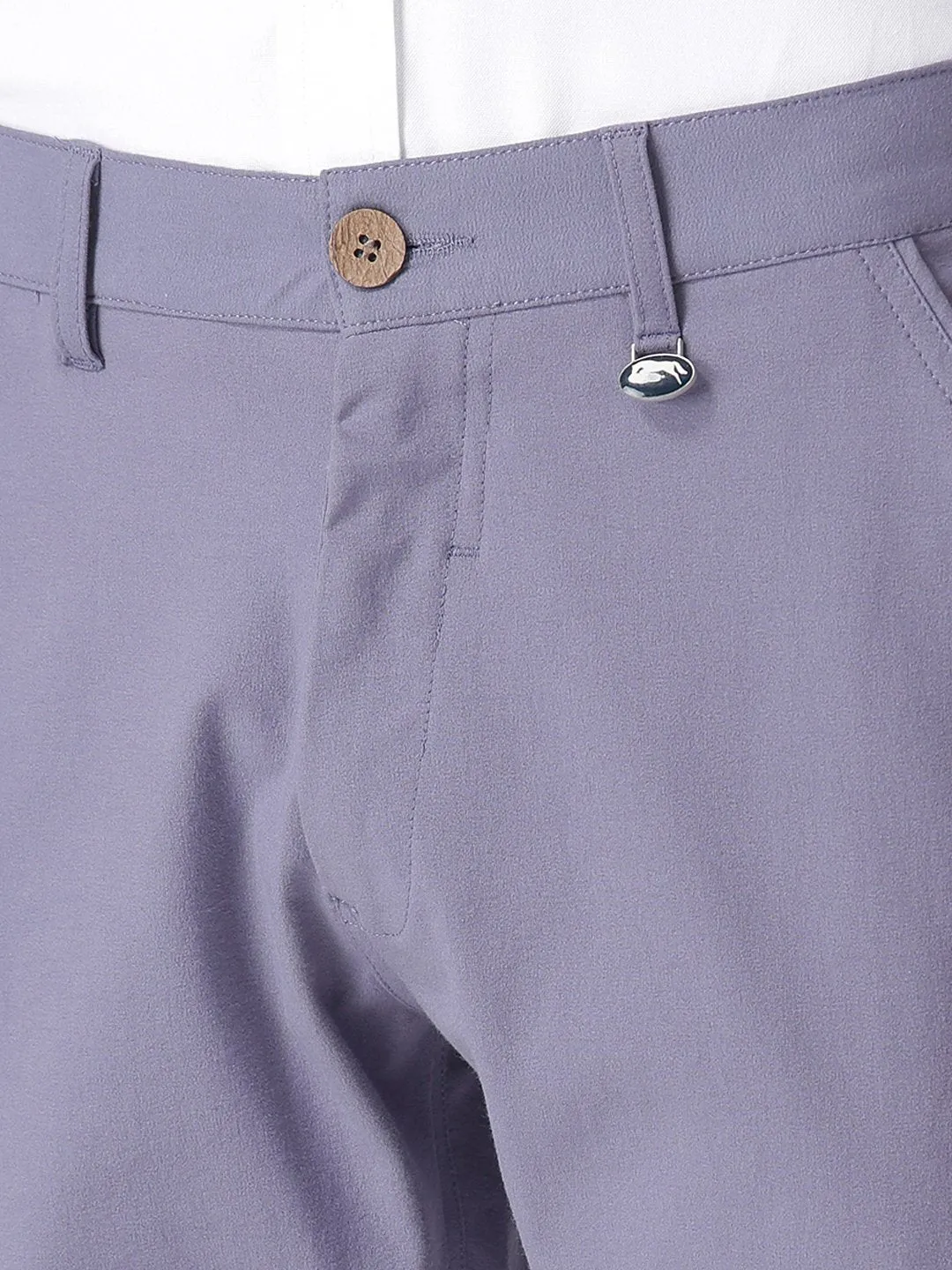 Men Lavender Slim Fit Solid Chinos