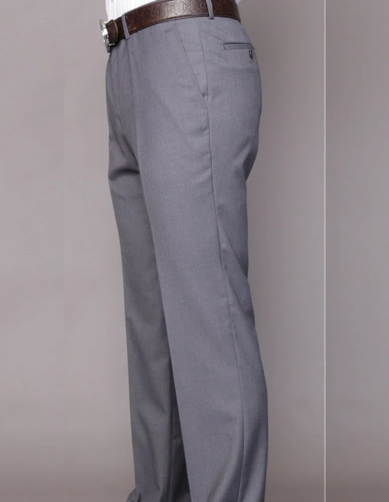 Men's Flat Front Dress Pants 100% Fine Italian Wood Modern Fit | Charcoal | PA-200B