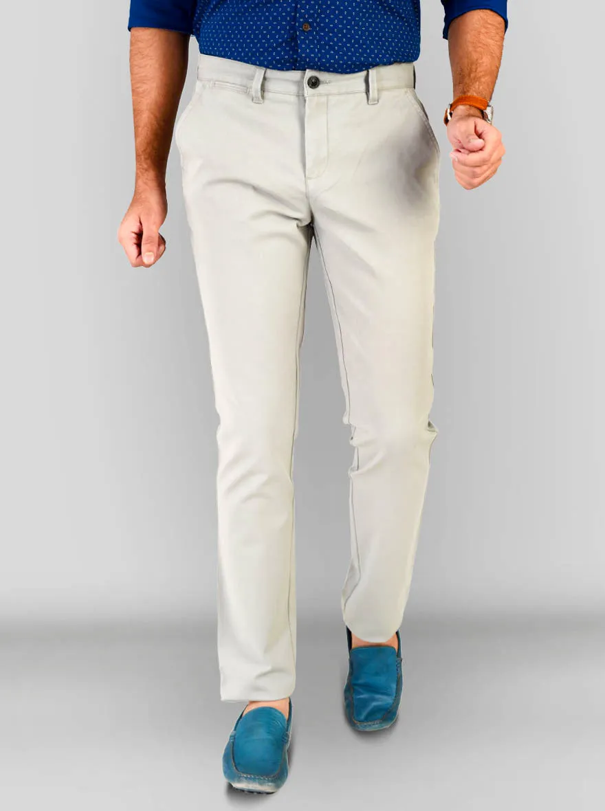 Neutral Grey Solid Slim Fit Chinos | JadeBlue