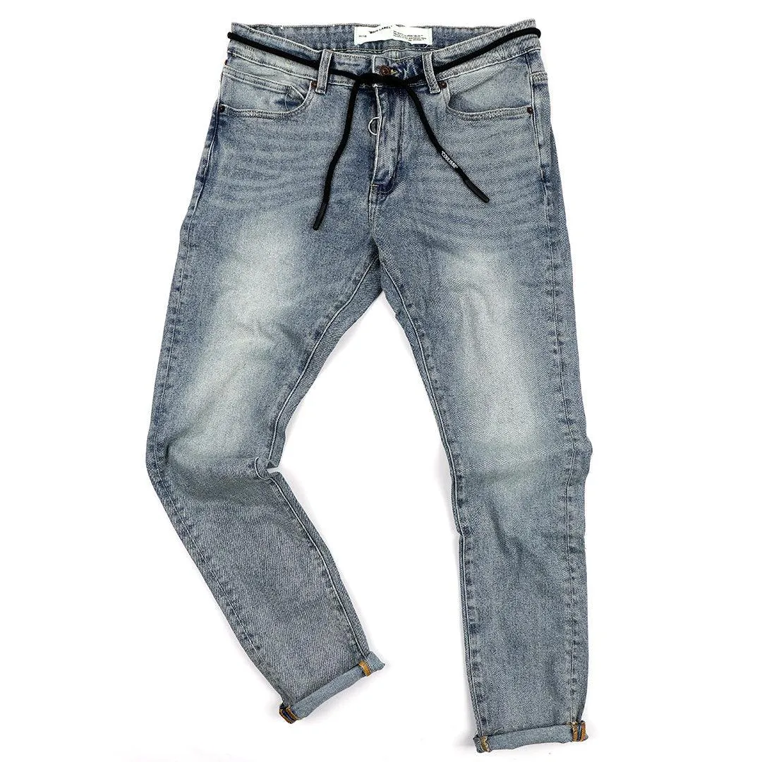 O.W Virgil Abloh Collection Ripped Executive Denim Label Jeans- Blue