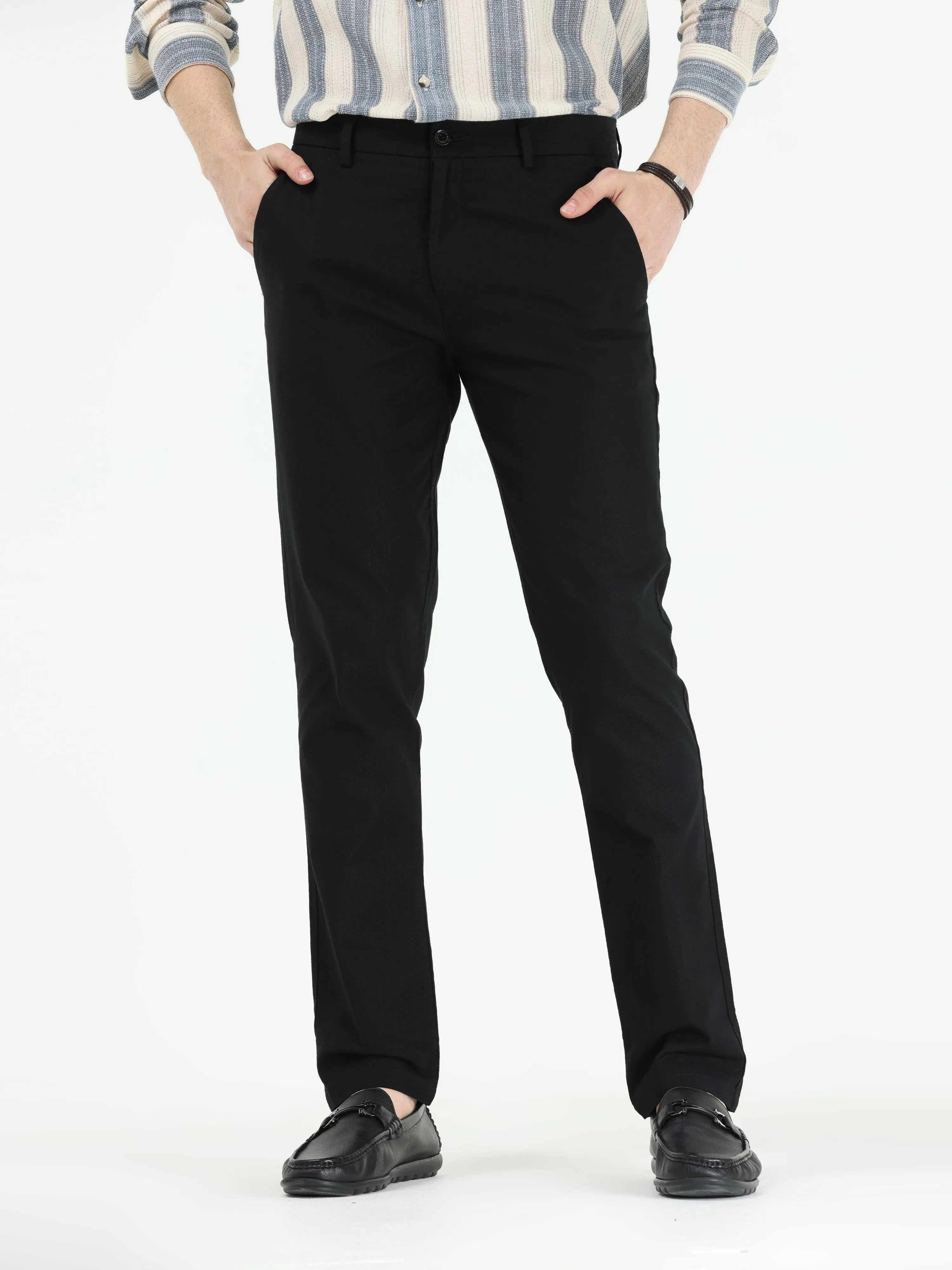 Timeless Cotton Black Linen Chino