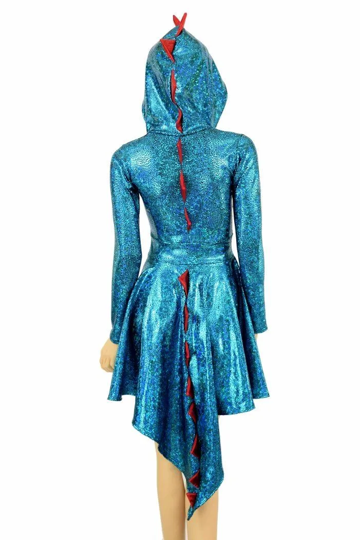 Turquoise Dragon Hoodie Skater Dress