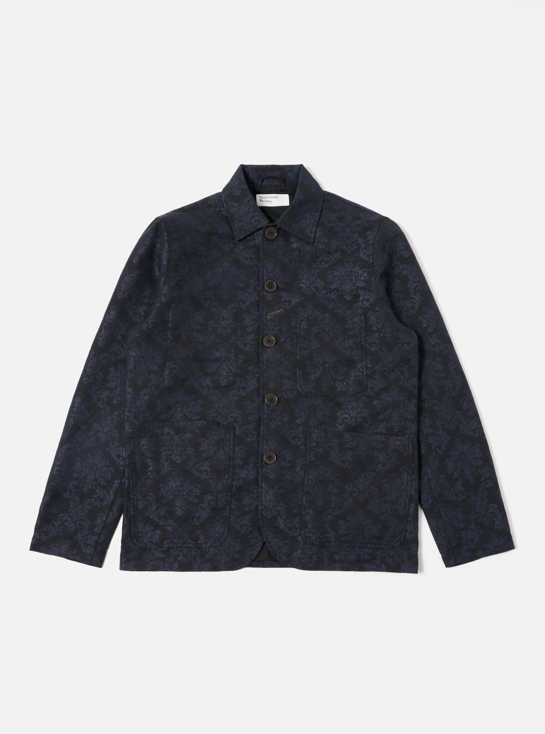 Universal Works Bakers Jacket in Black Starry Night Cotton Mix