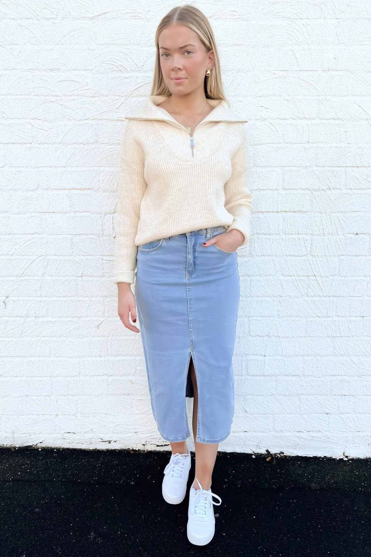 Victoria 1/4 Zip Knit Jumper Cream