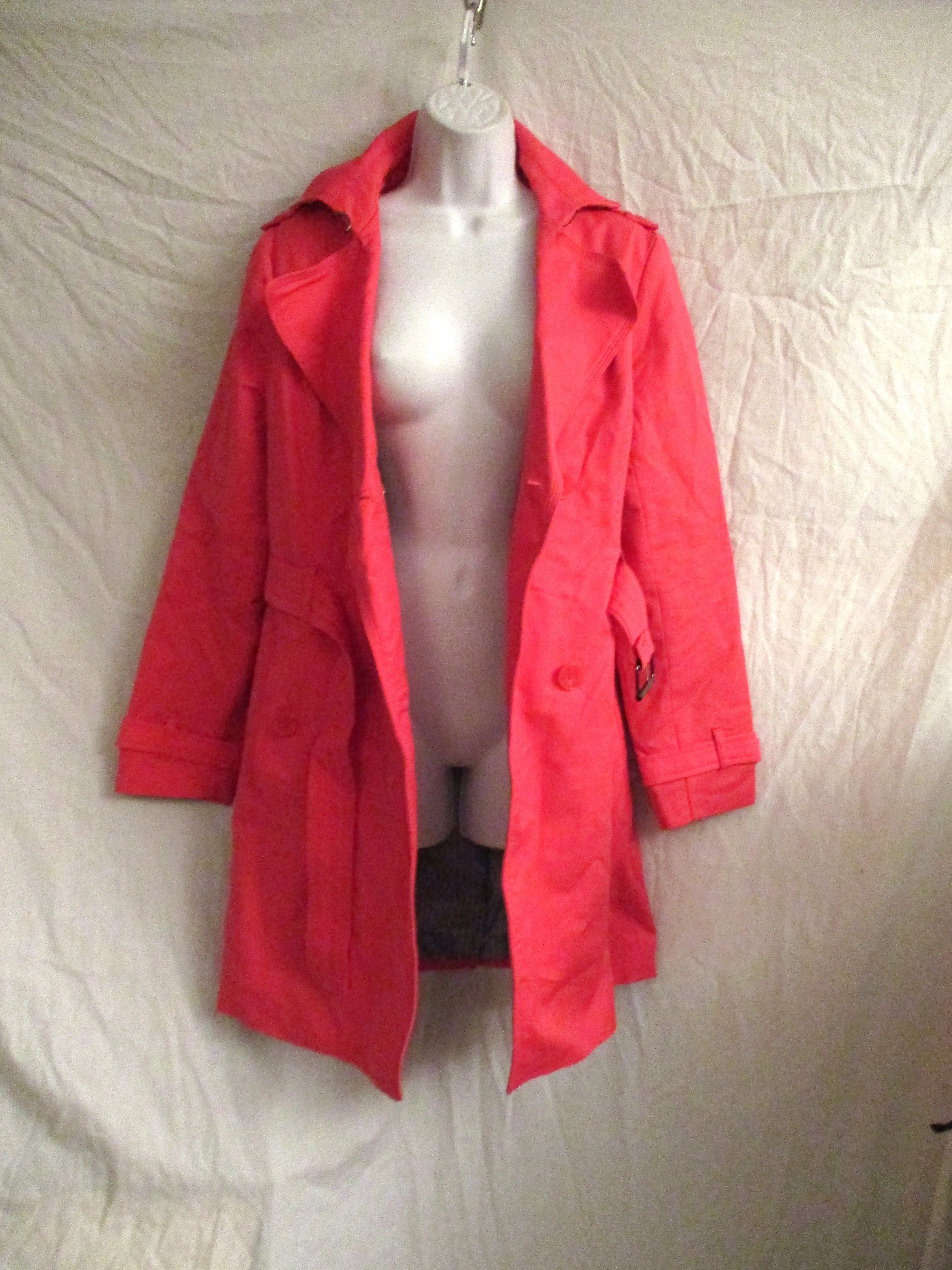 WILLI SMITH Belted Trench Coat jacket L CORAL PINK PEACH