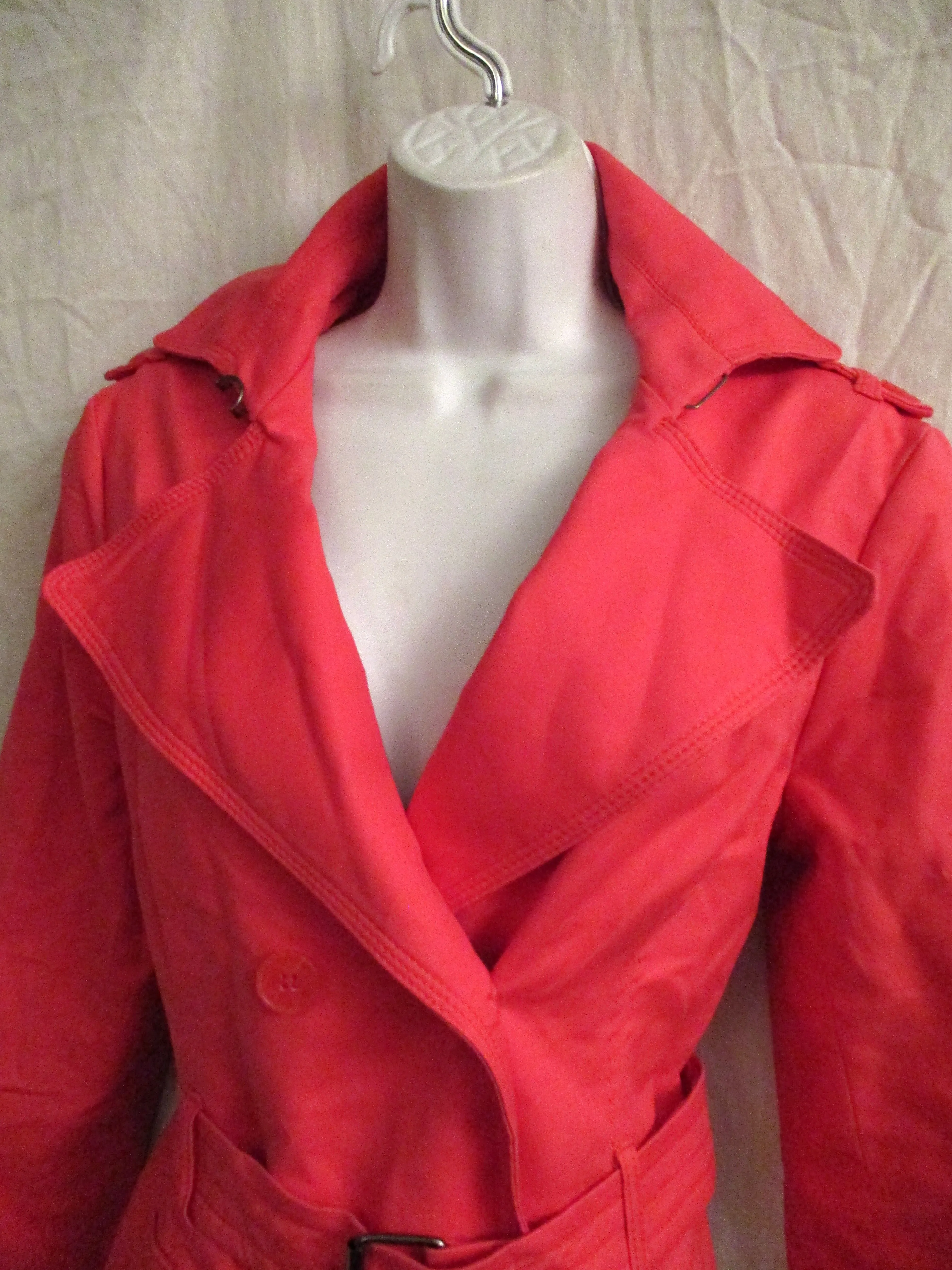 WILLI SMITH Belted Trench Coat jacket L CORAL PINK PEACH