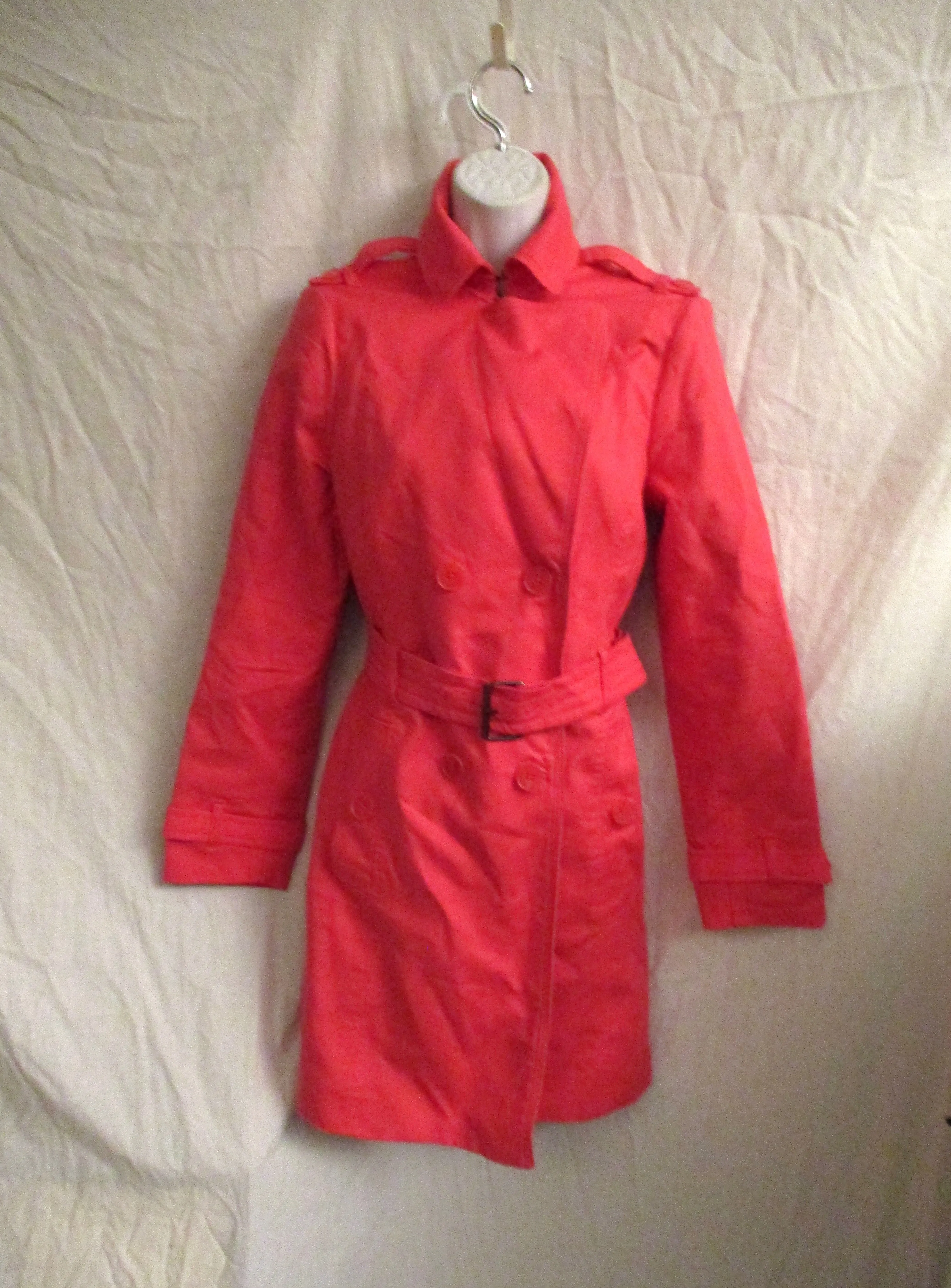 WILLI SMITH Belted Trench Coat jacket L CORAL PINK PEACH